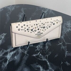 COACH STAR RIVETS CROSSGRAIN LEATHER ENVELOPE WALLET 59511 AUTHENTIC